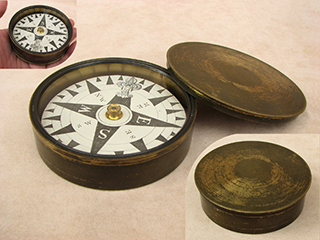 Early Francis Barker traveller's brass cased pocket compass
